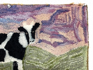 Holy cow! Old tiny hooked rug with a cow. No idea age or anything much about it other than I like it. Who doesn’t like cows? Seems reasonably clean and in good  ...