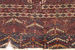 Early yomud ensi. Short, dark, and handsome. Not your average weaving. Some silk highlights. One touch of the back conveys all that's needed. Highest quality wool and jewel like natural colors. Far  ...