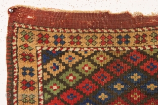 antique little west Anatolian or Bergama nearly square mat. All natural colors featuring pretty greens. Good condition for an older piece. Original characteristic Bergama selvages and end kelim. Clean. Good age, ca.  ...