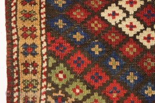 antique little west Anatolian or Bergama nearly square mat. All natural colors featuring pretty greens. Good condition for an older piece. Original characteristic Bergama selvages and end kelim. Clean. Good age, ca.  ...