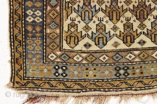 either a really big violin or a really small rug. Antique very small caucasian rug with ivory ground and classic palmette design. Overall pretty good condition and recently washed. Sweet little weaving.  ...