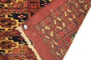 Antique little tekke mafrash. Nice older example. All natural colors with beautiful magenta silk highlights. No cotton. Small sewn up tear in upper corner. ca 1875 or earlier. 13" x 25"  