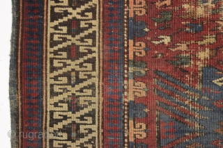 antique zejwa kuba rug. What remains of a classic kuba type rug. "as found", extremely dirty and with much wear and edge loss. Priced accordingly. Under all that dirt are good colors  ...