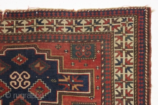 large early lori pombak kazak with crisp drawing and excellent color. "As found", very very dirty with even pile, original selvages, some scattered wear and light corner staining as shown. I don't  ...