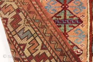 antique small west anatolian rug in excellent condition. A little jewel. Good thick pile with all beautiful natural colors. Pretty greens. Original kelim ends and selvages. Recent wash and small edge repair.  ...