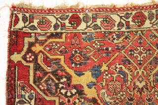 antique bidjar sampler or wagireh. Eye catching design. All wool. As found, clean with overall very low pile. Typical range of vibrant late 19th c. bidjar colors including lots of pinks. Doesn't  ...