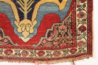 antique bidjar sampler or wagireh. Eye catching design. All wool. As found, clean with overall very low pile. Typical range of vibrant late 19th c. bidjar colors including lots of pinks. Doesn't  ...