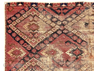 Antique large ersari ikat inspired chuval with interesting design and good age but very rough condition. As found, dirty with heavy wear and edge loss. Priced accordingly. ca. 1875 or earlier. 2’8”  ...