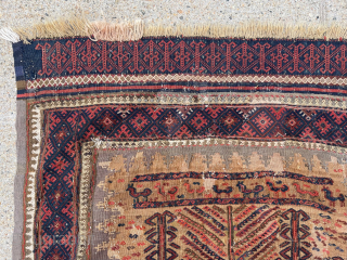 Old flat weave, presumably Baluch, unlike any other I have seen. Sofreh? I’ll let the pics do the talking. Out of the cedar chest. 19th c. 32” x 54”    