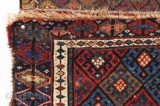 antique complete connected pair of kurdish bags with an unusual ashik gul border. Mostly good pile with a few spots of wear and edge roughnes. All natural colors featuring a nice aubergine,  ...