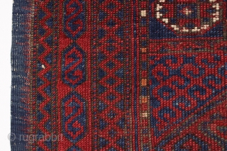 antique west anatolian bergama rug. Older example of the type with all natural colors. Nice small size and nearly square. Original fancy selvages and pretty blue kelim ends. Thin, blanket like handle  ...