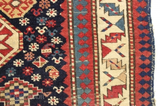 Antique caucasian akstafa rug. Very high quality wool and crisp overall drawing. Unusually delicate rendition of this border type. First rate natural colors and a dazzling array of interesting small elements. Heavy  ...