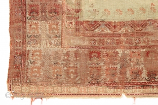 Early anatolian prayer rug. Very rough condition but not a very large cost. Old faded repairs. ca. 1820 4'2" x 5'6"            