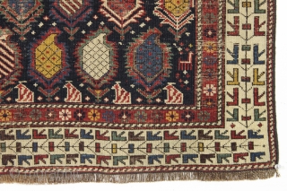 Antique early east caucasian rug. Interesting marasali type radiating boteh in a non prayer rug format. The large variety of boteh I see as a sign of good age and the unusual  ...