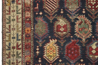 Antique early east caucasian rug. Interesting marasali type radiating boteh in a non prayer rug format. The large variety of boteh I see as a sign of good age and the unusual  ...