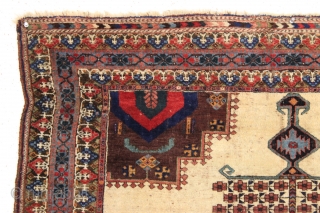 antique afshar rug. Great small square size and iconic design with an unusual light colored ground. All natural colors. Wool pile and wool foundation. As found, no repairs. The light colored wool  ...