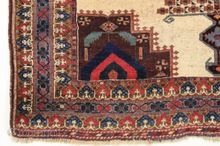 antique afshar rug. Great small square size and iconic design with an unusual light colored ground. All natural colors. Wool pile and wool foundation. As found, no repairs. The light colored wool  ...