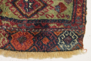 antique east anatolian kurdish yastik. Full thick high pile. All natural colors featuring lots of very pretty greens. Clean. 19th c. 18" x 31"         