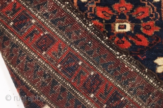 antique large baluch bagface with an older and very beautiful blue ground mina khani field. In full thick pile, nearly original, with no repairs. Appears to have an unusual single wefted structure.  ...