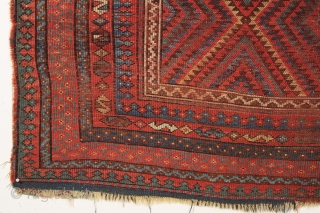 antique kurdish rug with an unusual design. "as found" 19th c. 4'4" x 7'6"                   