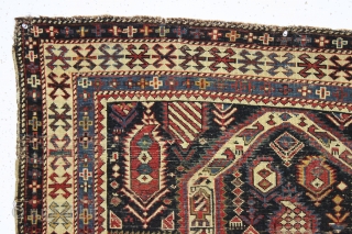 antique marasali prayer rug. Well drawn example of an iconic type. All natural colors. large serrated boteh filled with a good variety of designs.  Intact but thin with scattered wear as  ...