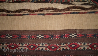 Flatweave tekke torba, about 90 years old. This bag is open to two sides, the long side having fastening loops. The bag has general age related wear but overall is in good  ...