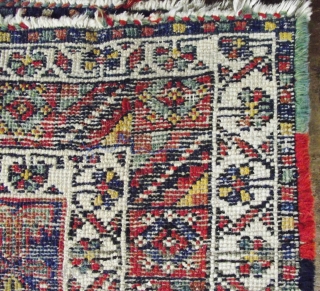 Early 20th. century Afshar rug, with considerable wear, very nice colours. SOLD                     