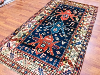 Antique Kazak Caucasian Rug-3209

Beautiful antique Kazak tribal rug, from southwest Caucasus, size 4 ft. 3 inches by 7 ft. 9 inches, circa 1920, excellent condition with a good shaggy wool pile throughout,  ...