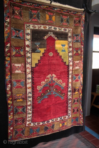 Unusual type of Anatolian prayer rug from Sivas with double floating prayer arches in the mirhab.
  
One of the recent arrivals to my collection of Anatolian kilims and rugs, a Kurdish  ...