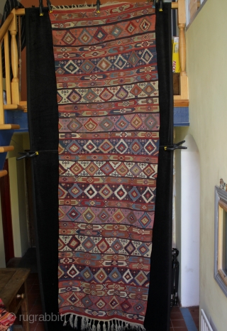 Antique Anatolian Malatya area kilim with an exceptionally well balanced palette, juxtaposition of colours and fine drawing of motifs. In very good original condition with just a few home made repairs to  ...