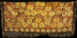 Hand embroidered Hungarian Matyó wall hanging.

Late 19th century, silk on a silk fabric foundation in excellent condition. 115cmx54cm.

The Matyó settled in the Mezőkövesd area of N. E. Hungary following Turkish invasions in  ...