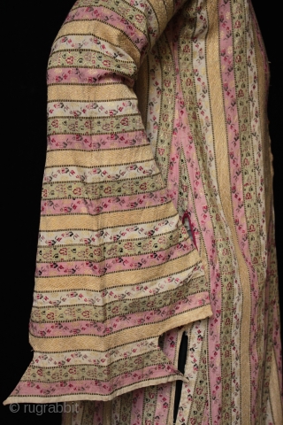 Late 19th to early 20th century woman’s silk robe from Urgup, Cappadocia

An antique womans coat/robe from Urgup in Cappadocia. The fabric is kutnu silk which I believe was woven in Gaziantep, near  ...