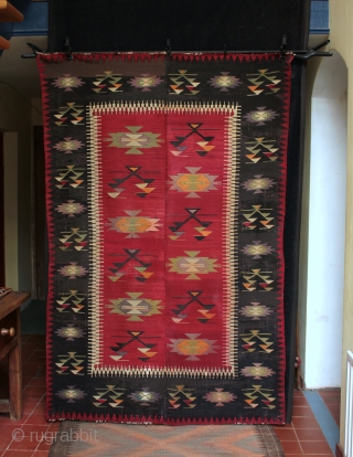 Striking antique Balkan kilim.SOLD

The first arrival from my recent finds in Anatolia and Cappadocia in September. A late 19th-early 20th century Pirot/Chiprovski/Sharkoy group kilim with the asymmetric tree/branch/flower/bird motifs from Western Bulgaria  ...