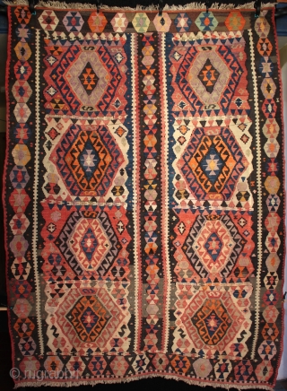 Old kilim from Kagizman south of Kars in east Anatolia, an area that was formerly part of Armenia. Soft, shiny wool with beautiful colours and a classic design for Kagizman district. From  ...