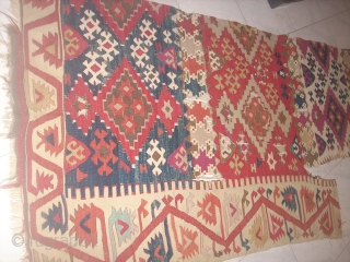 TURISH KILIM FRAGMENT LATE  18 OR BEGINNING OF 19 CH 245=95 CM  SUPER COLORS                 