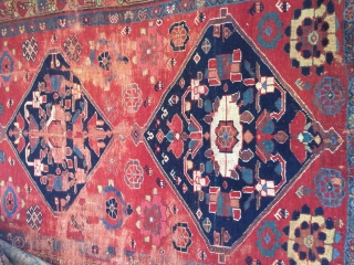 5-5x9 antique Rug, extensive wear gorgeous colors 
Lots of eggplant colors                      