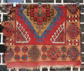 Rare, old, and very colorful Obruk rug fragment (approx. 95 cm x 75 cm)
Condition as shown on pictures.
Price unrelated to its beauty.
Shipping worldwide at cost, with postal services or with fedex.  