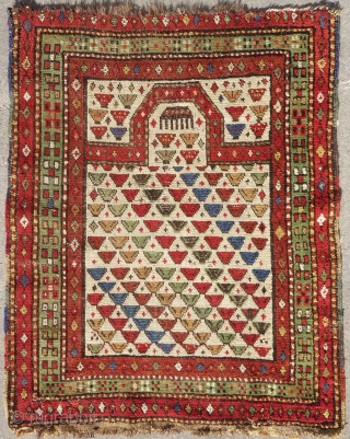 Antique and rare trans-caucasian prayer rug (103cm x 83cm).                        