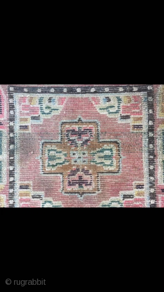 Tibetan rug, square seating rug, wool warp and weft.single cross flower with lucky cloud veins. About mid Qing Dynasty, good condition no any repair. Size 66*66cm(26*26”)       