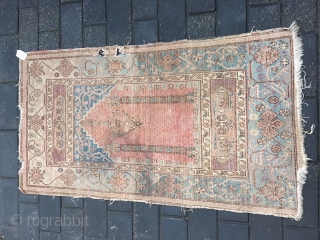 #1884 Xinjiang rug, It was produced in Khotan area in Xinjiang, a very nice Muslem pray rug, beautiful Muslem style flower veins, good age and quality.size 156*86cm(61*34'')      