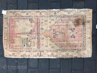 #1885 Xinjiang rug, It was produced in Khotan area in Xinjiang, a very nice Muslem pray rug, red background with beautiful flower and mosque veins, good age and quality.size 120*66cm(47*26'')   