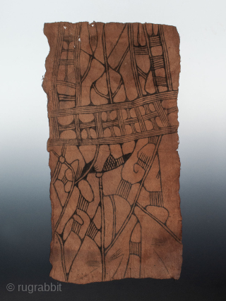 Painted Bark Cloth, Lese people, Ituri Forest, D.R. Congo. Ex Tom Phillips collection, UK. A bark cloth from the Lese people in the Ituri forest of northeastern Democratic Republic of the Congo.  ...