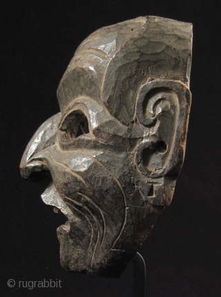 Wood mask, Nepal/Tibet.
8” high by 6.5” wide (20 by 16 cm) plus base.
Late 19th century
                  