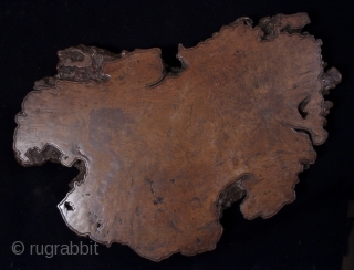 Burl base
Japan
Wood
30" (76cm) wide, 22" (56cm) high, 3" (8 cm) thick
Meiji Period
This base is unusual with incised lines along the edge on both front and back. It weighs 30 pounds. 
#8184   ...