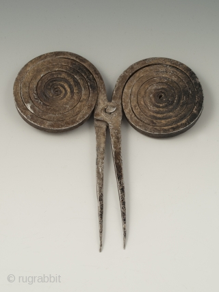 Aluminum Hairpin, Himachal Pradesh, Northern India. 6" (15.2 cm) high by 5.5" (14 cm) wide. Mid 20th century
               