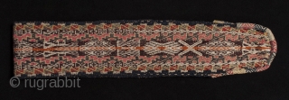 Sash, Cuzco region, Peru. Wool woven on a backstrap loom. Mid 20th century. 68" long by 4" wide.               