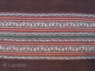 Ahuayo (woman's mantle), Aymara culture, Potosi/Oruro, Bolivia. Camelid yarns, natural dyes, pre-1850. 47.5" 120.6 cm) high by 43" (109.2 cm) wide. The weaving of this piece is unique to the Aymara people  ...