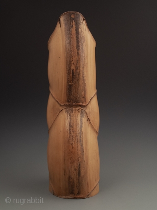 A large tortoise shell bamboo Ikebana vase with copper liner. This type of bamboo, Kikkô-chiku, is prized by bamboo fanciers; aka Phyllostachys edulis 'Heterocycla.' It measures 18 inches high by 7 inches  ...
