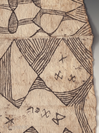 Painted bark cloth, Efe people, Ituri Forest, D. R. Congo. Pounded bark cloth, natural dye, 20th century, 36.5 by 19″ (92.7 by 48.2 cm).

Published as a drawing in Mbuti Design: Paintings by  ...