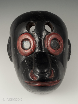 Monkey mask, Guatemala. Wood, paint, glass, 7.5″ (19 cm) high by 6.25″ (16 cm) wide, early to mid 20th century.

This ‘monkey’ mask was used in the ‘Costeño’ and ‘Baile de los Animales’  ...